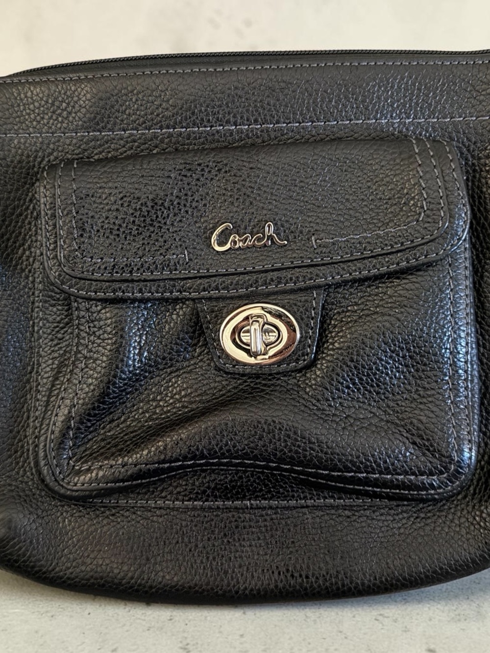 Coach Black Pebbled Leather Crossbody Bag